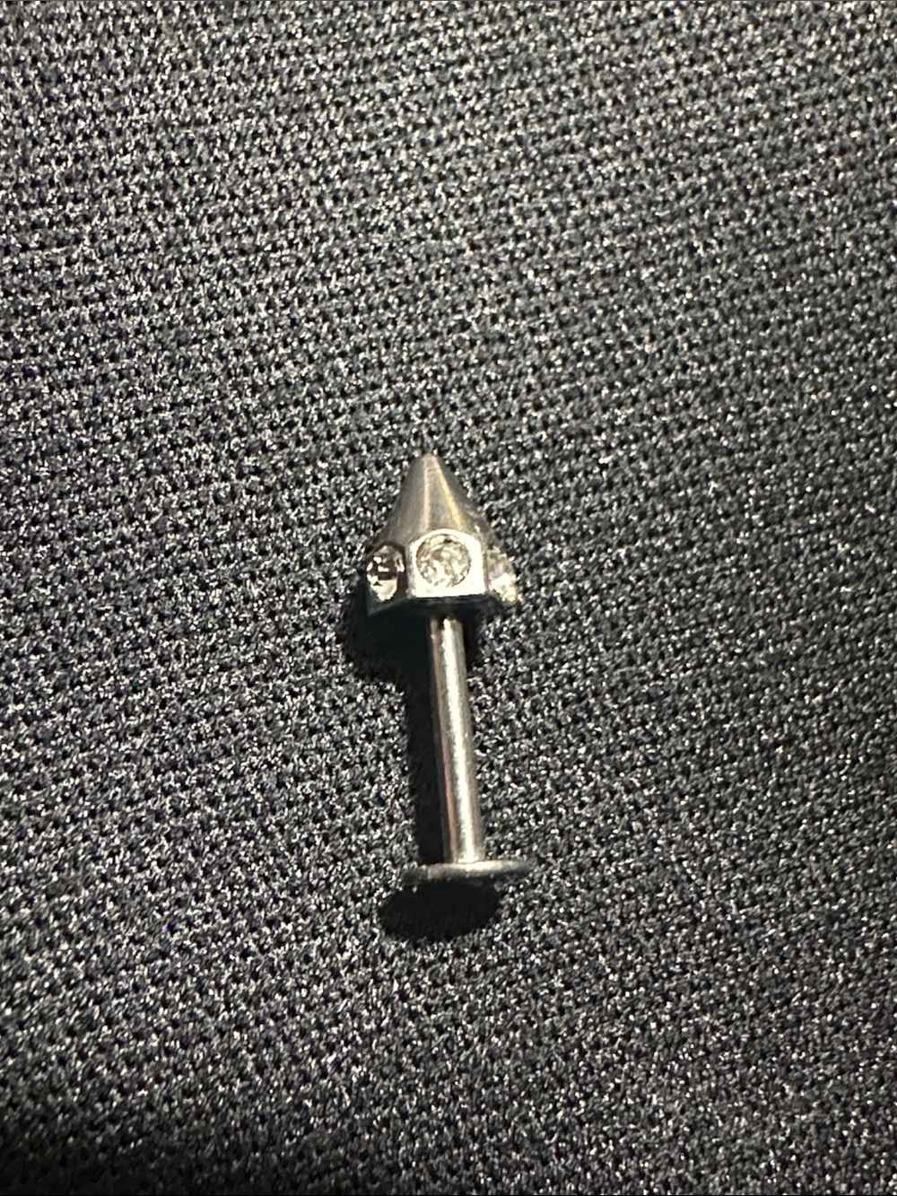 Silver Spike Labret Stud with Clear Gem